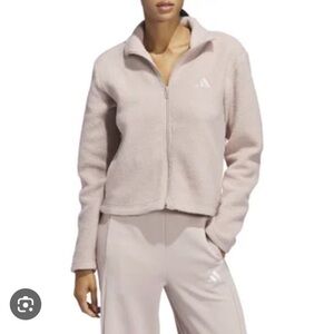 adidas Women's Fleece Full Zip Sherpa Jacket - Taupe